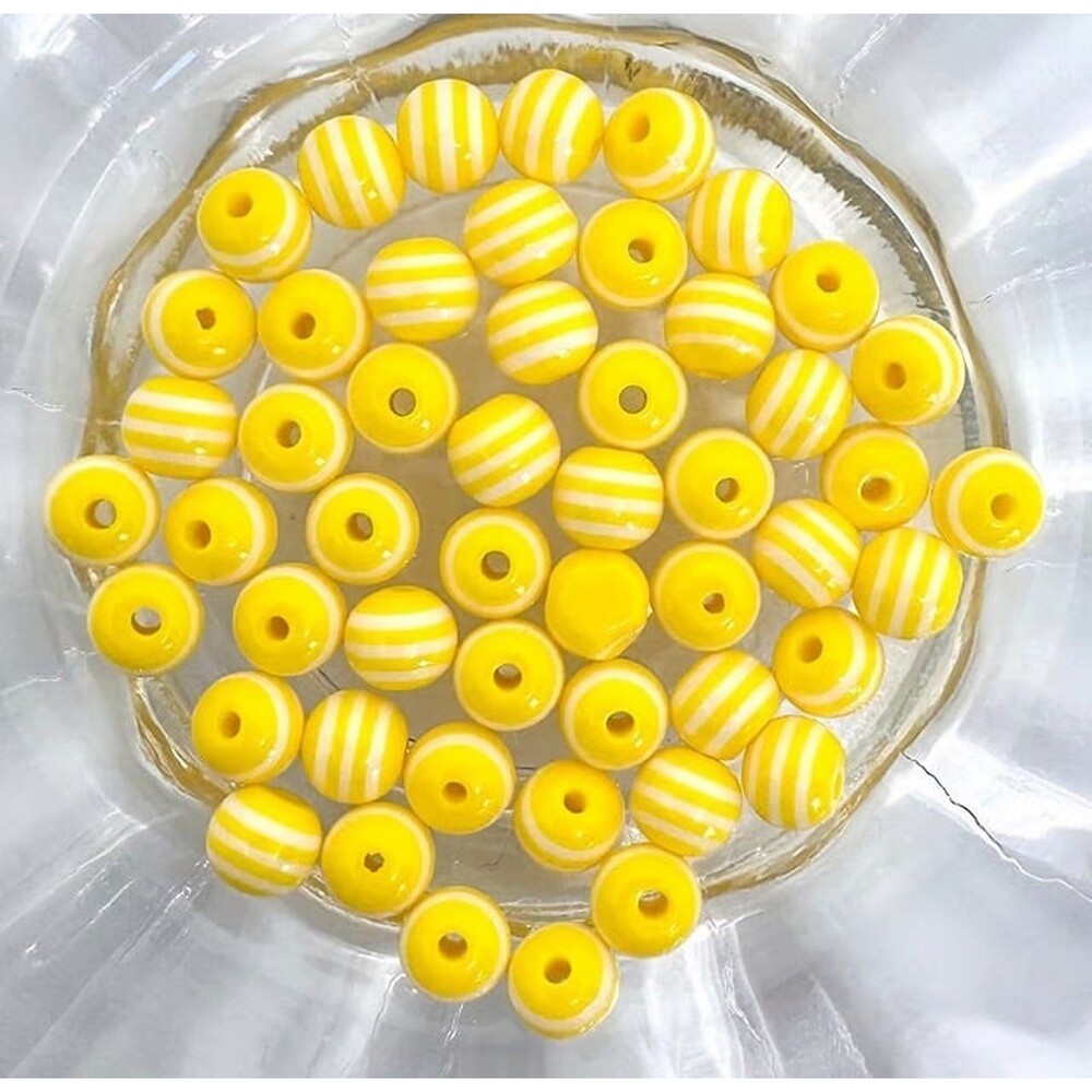50pcs Beads for Jewelry #21752 Yellow Acrylic Striped Beads - 6 set left